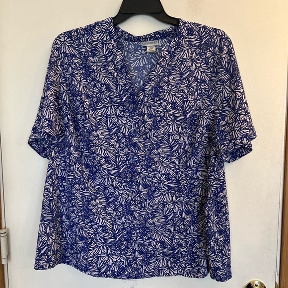 Catherines Timeless Button Up
Blouse 1X blue and white - Picture 1 of 5
